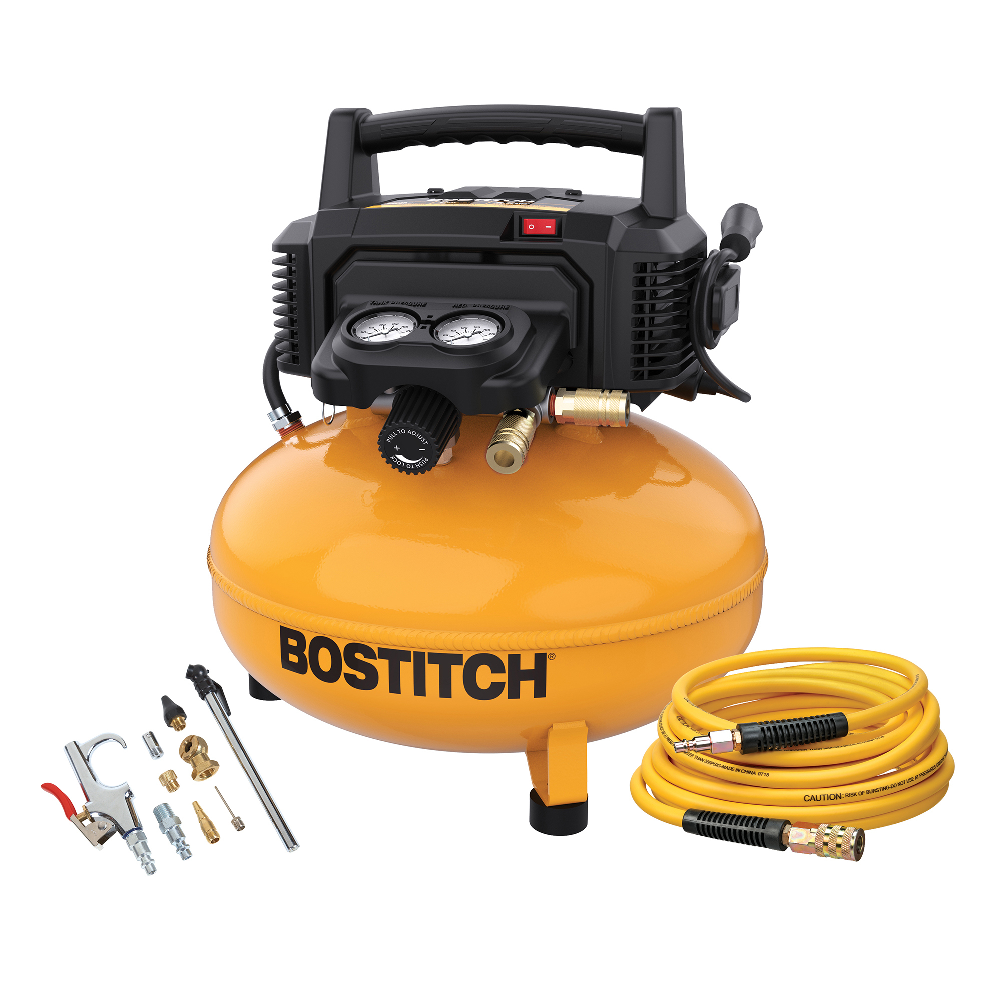 Bostitch 6 Gallon 150 PSI Pancake Air Compressor (BXCM02012) with 13-Piece Starter Kit, Model# BXCM02012-WPK